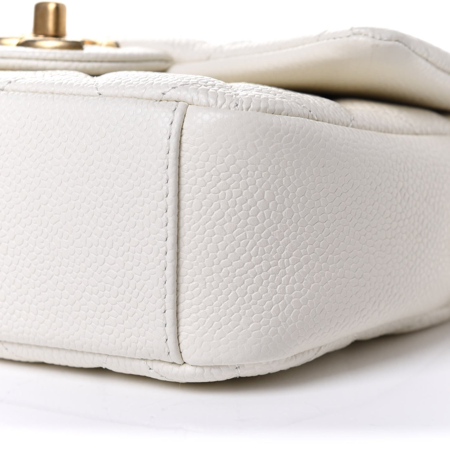 Caviar Quilted Mini Chain Soul Flap White