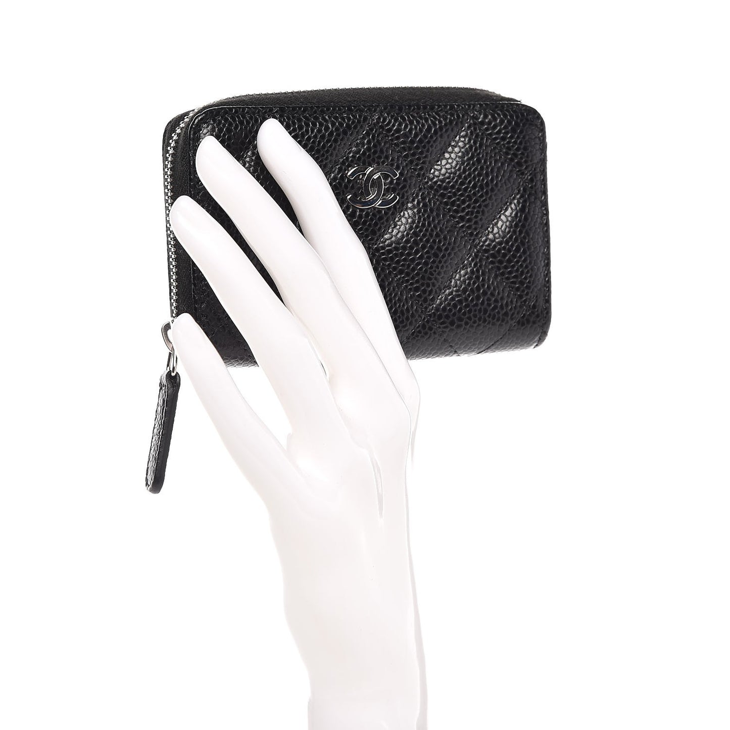 Caviar Quilted Zip Coin Purse Black