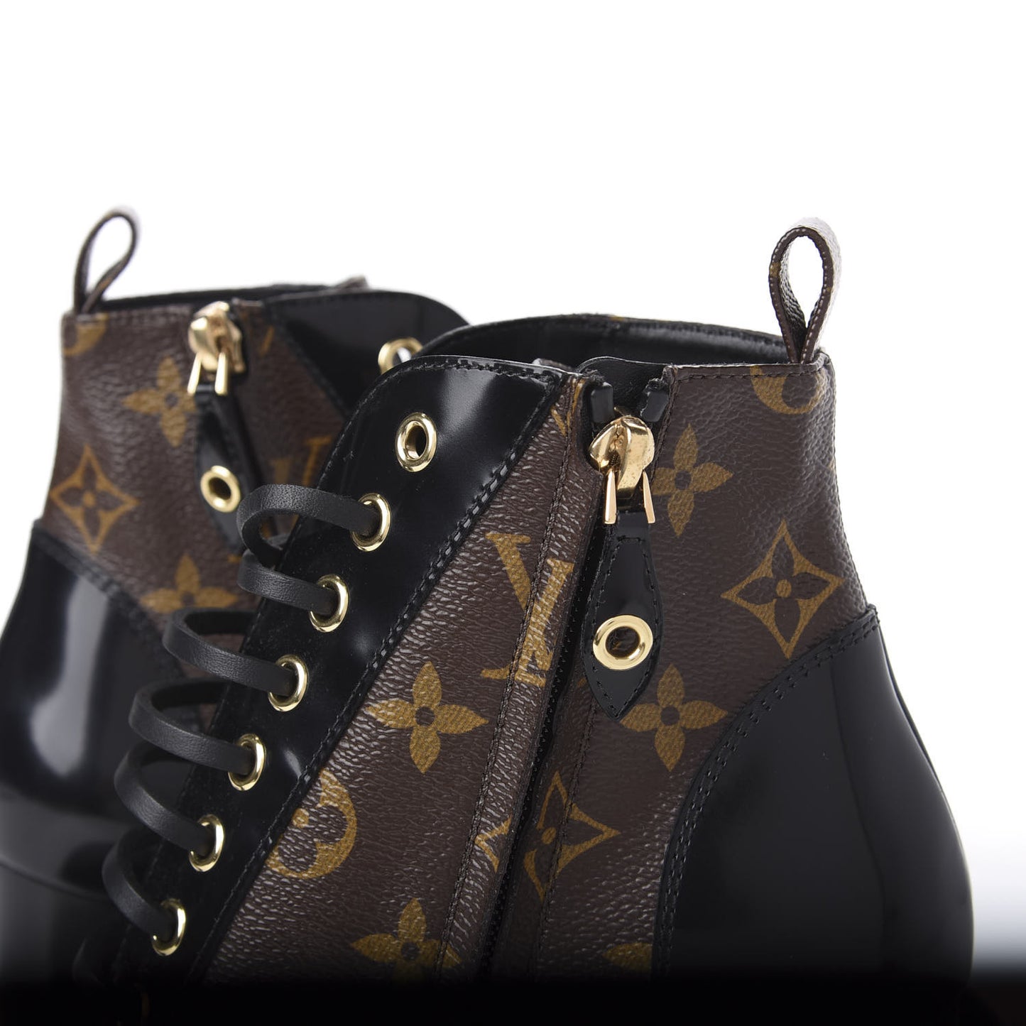 Patent Calfskin Monogram Star Trail Ankle Boots 37 Black