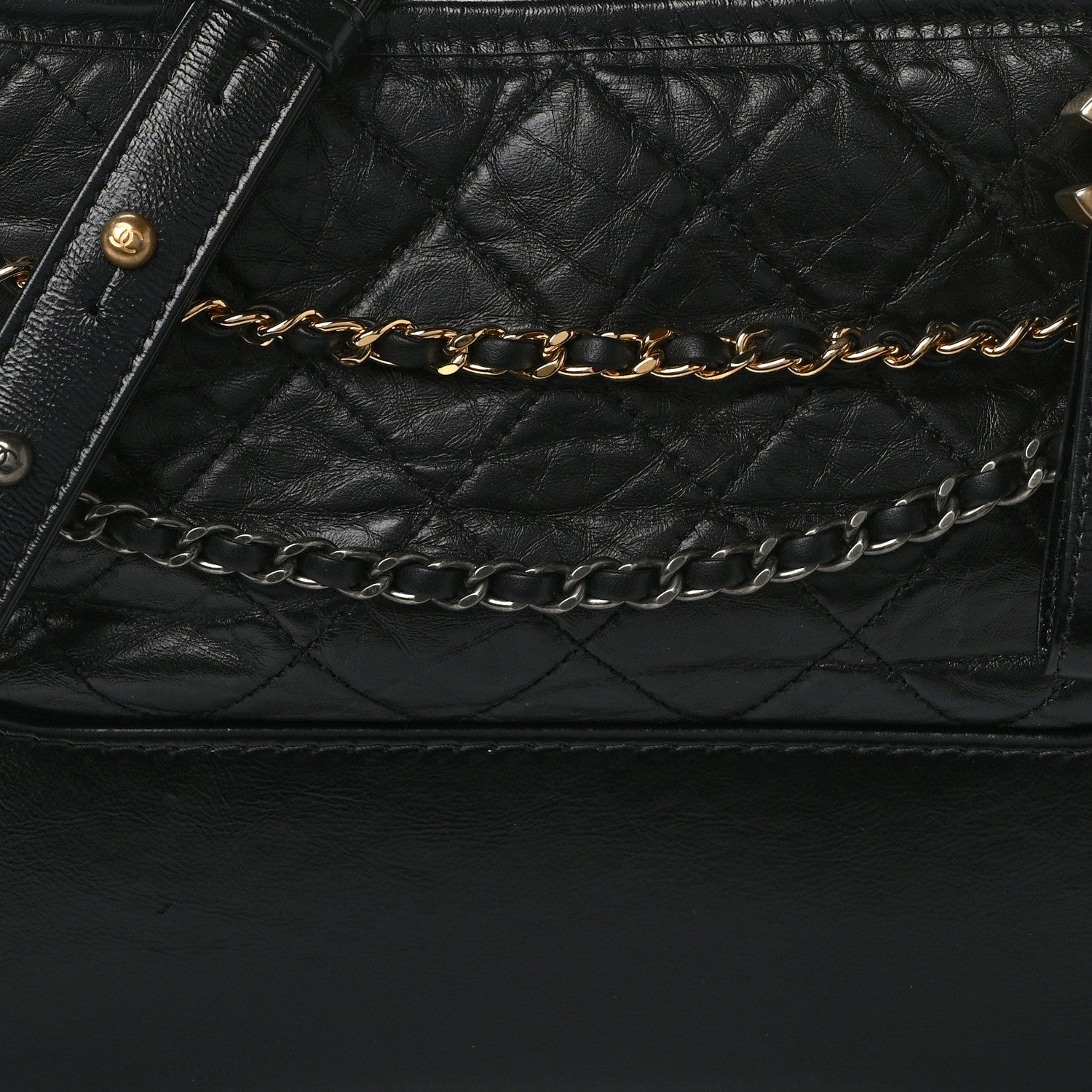 Chanel Aged Calfskin Quilted Medium Gabrielle Logo Hobo Black 8 of 11