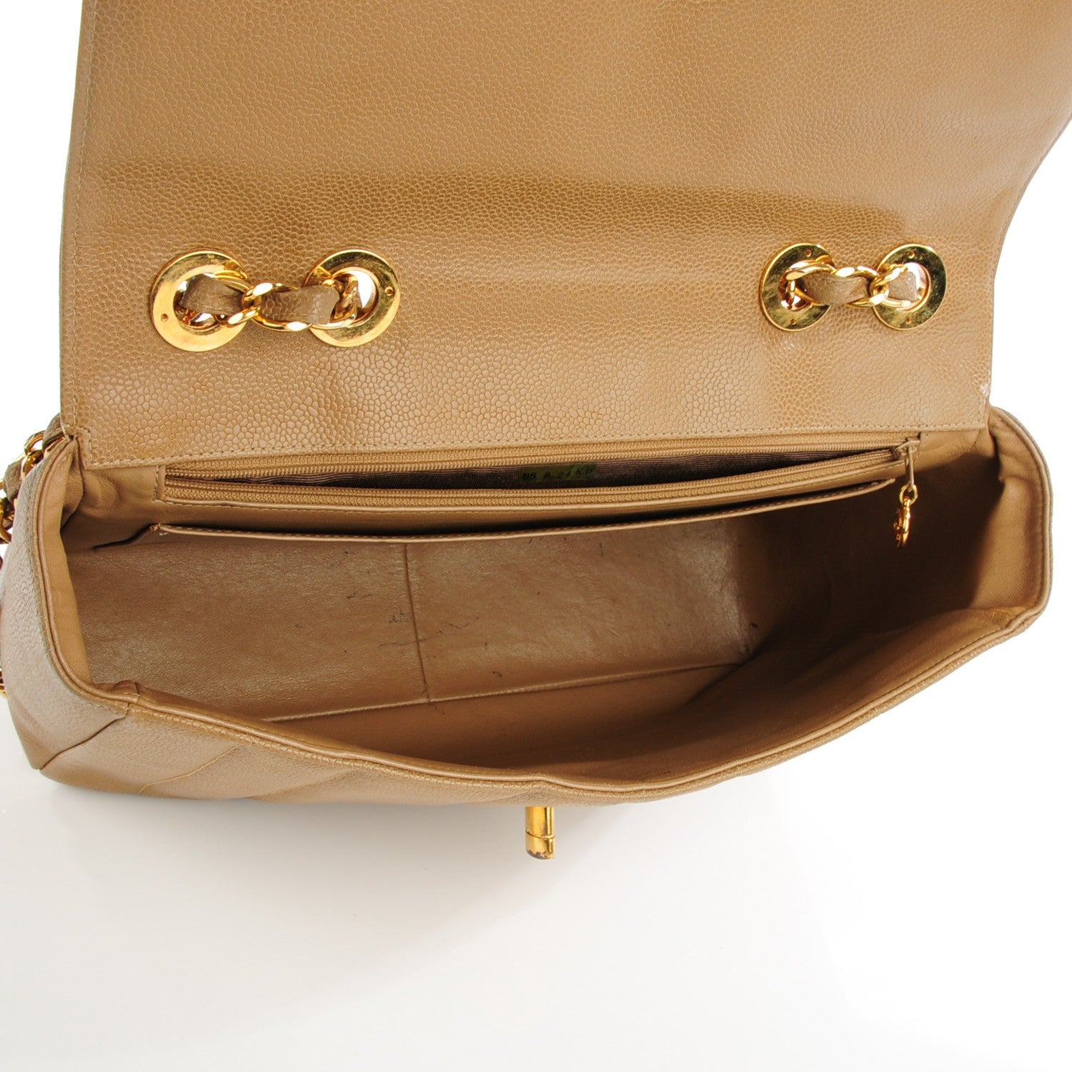 Chanel Caviar Vertical Quilted Jumbo Flap Beige 5 of 13