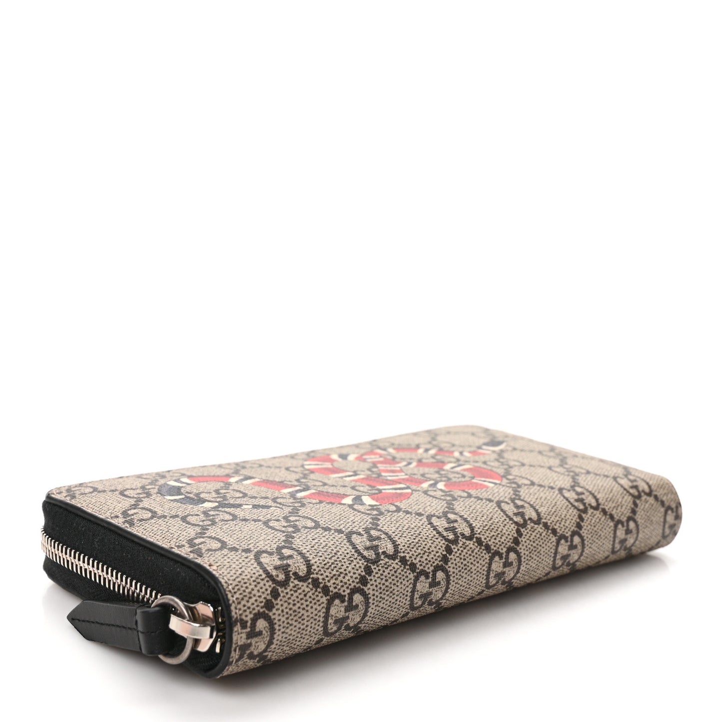 GG Supreme Monogram Kingsnake Zip Around Wallet Black