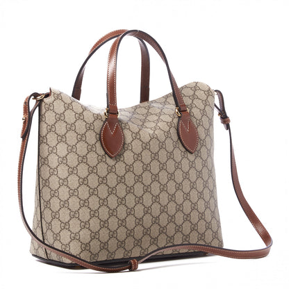 Gucci GG Supreme Monogram Linea A Foldover Tote Brown 2 of 7
