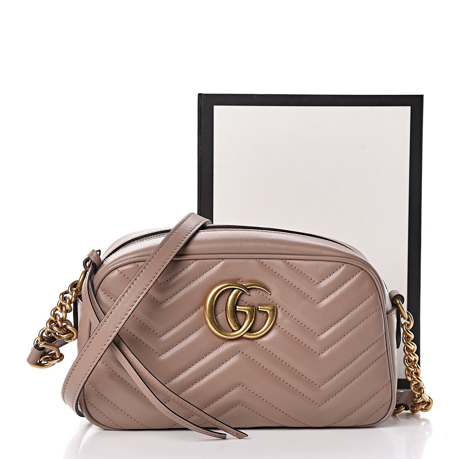 Gucci Calfskin Matelasse Small GG Marmont Chain Shoulder Bag Porcelain Rose 11 of 11