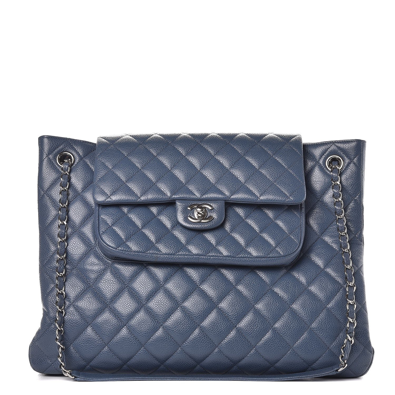 Chanel Caviar Quilted Flap Tote Blue 1 of 9