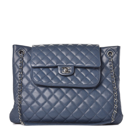 Chanel Caviar Quilted Flap Tote Blue 1 of 9