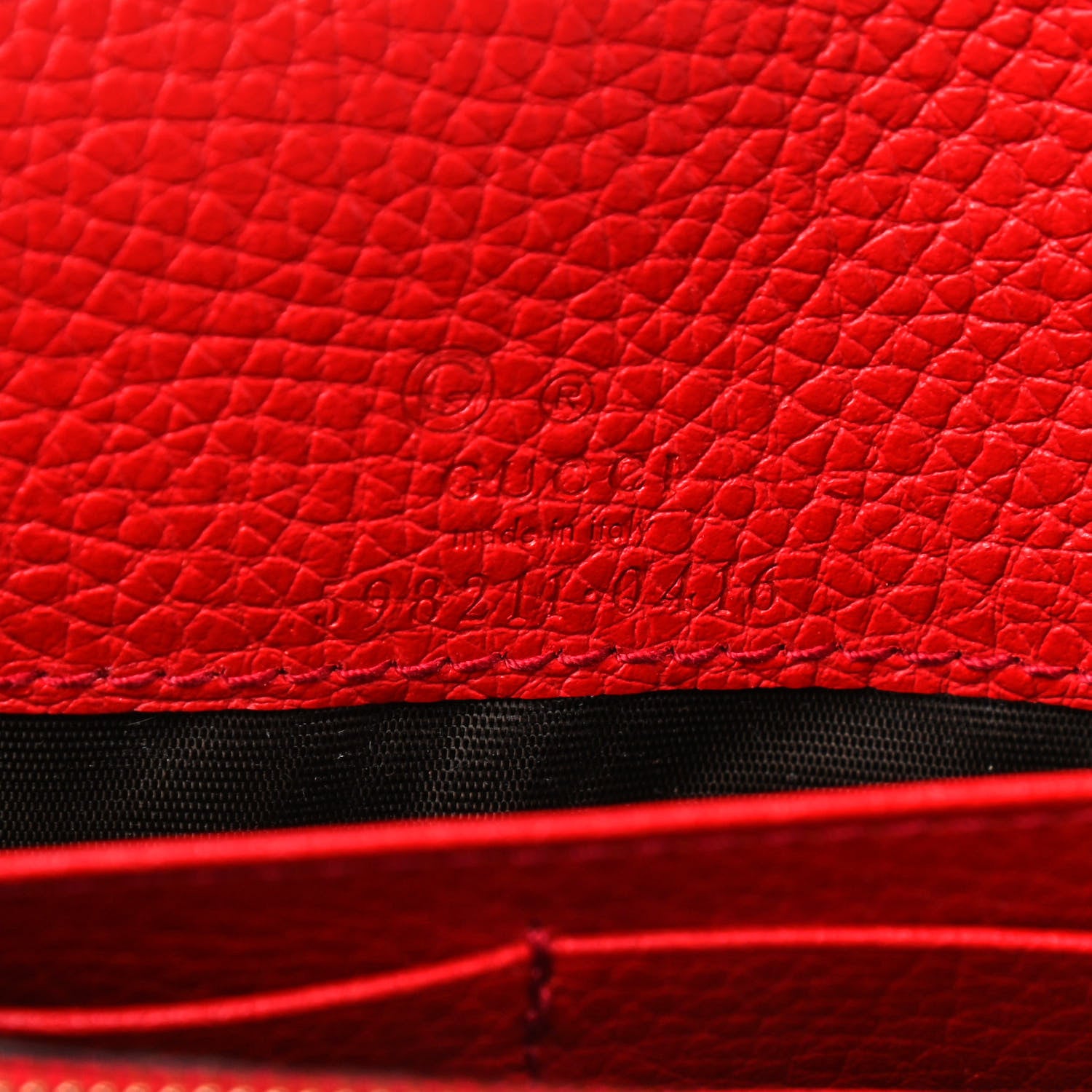 Gucci Pebbled Calfskin Soho Wallet on Chain Hibiscus Red 6 of 8