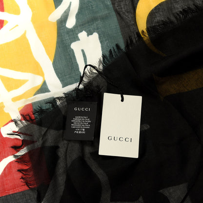 Gucci Modal Silk Coco Capitan Logo Square Scarf Black 3 of 3
