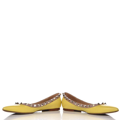 Valentino Garavani Nappa Rockstud Ballerina Flats 37 Naples Yellow Poudre 11 of 12