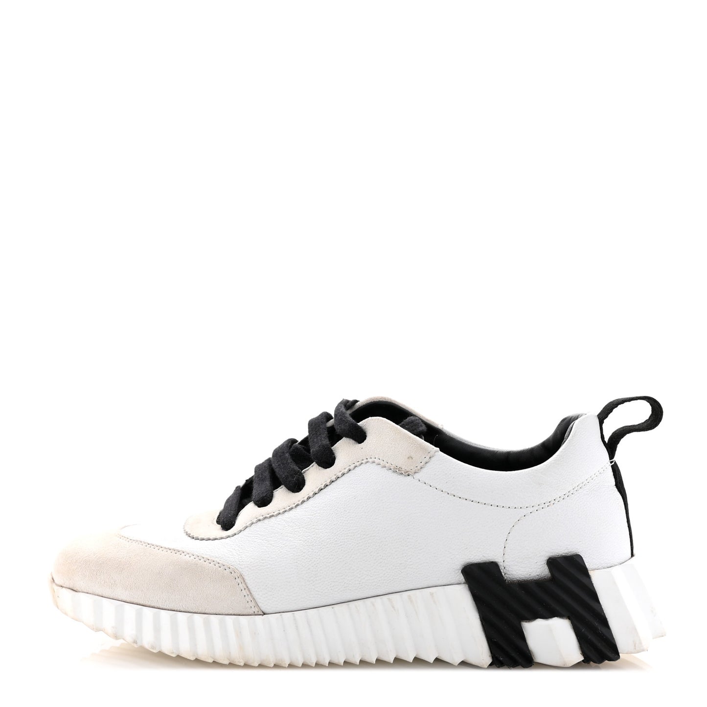 Goatskin Suede Goatskin Bouncing Sneakers White Black