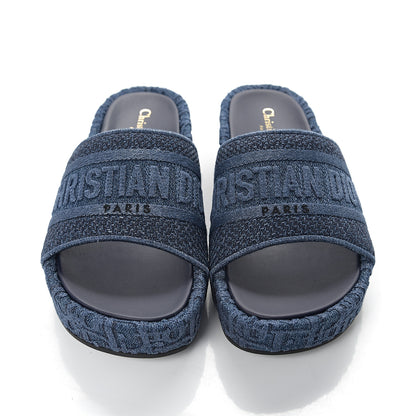 Christian Dior Oblique Denim D-Way Platform Sandal 38 Blue 8 of 9