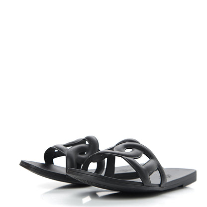 Hermes Rubber Aloha Sandals 38 Black 2 of 9