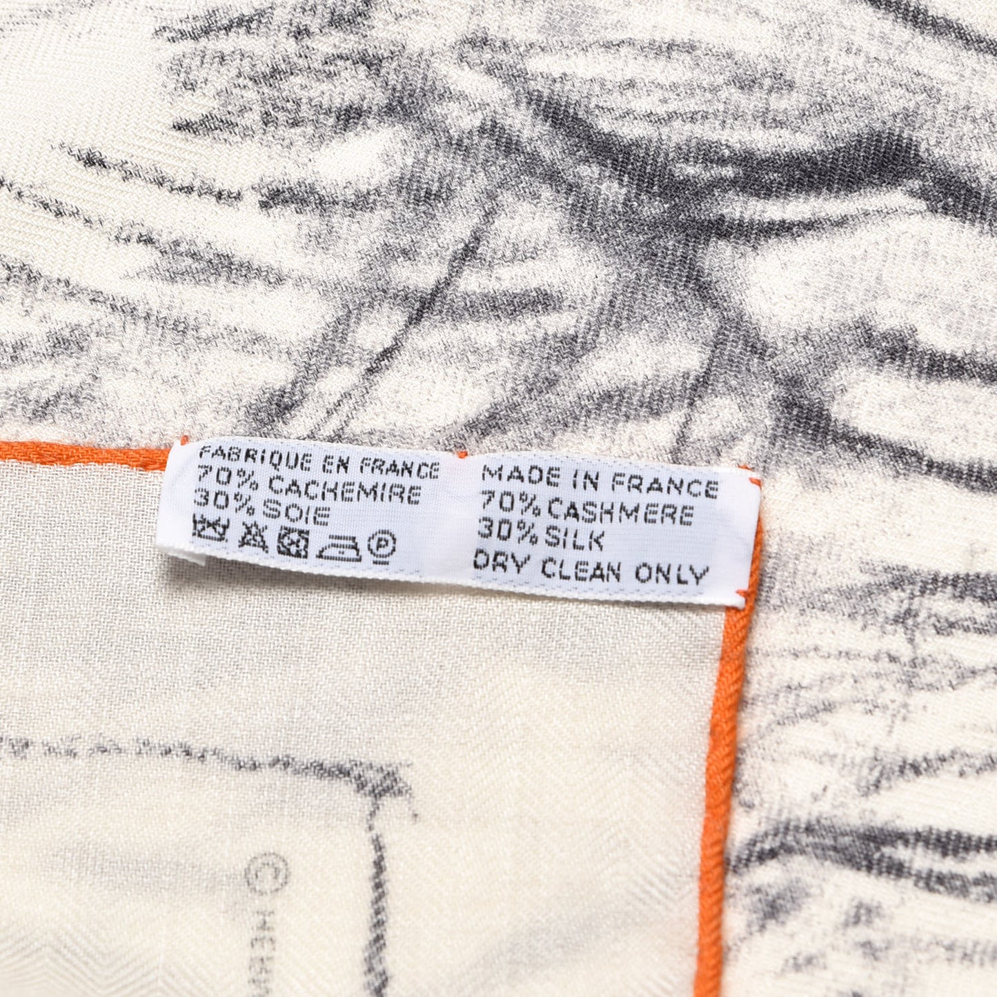 Cashmere Silk Pirouette au Galop Shawl 140 Blanc Noir Gris