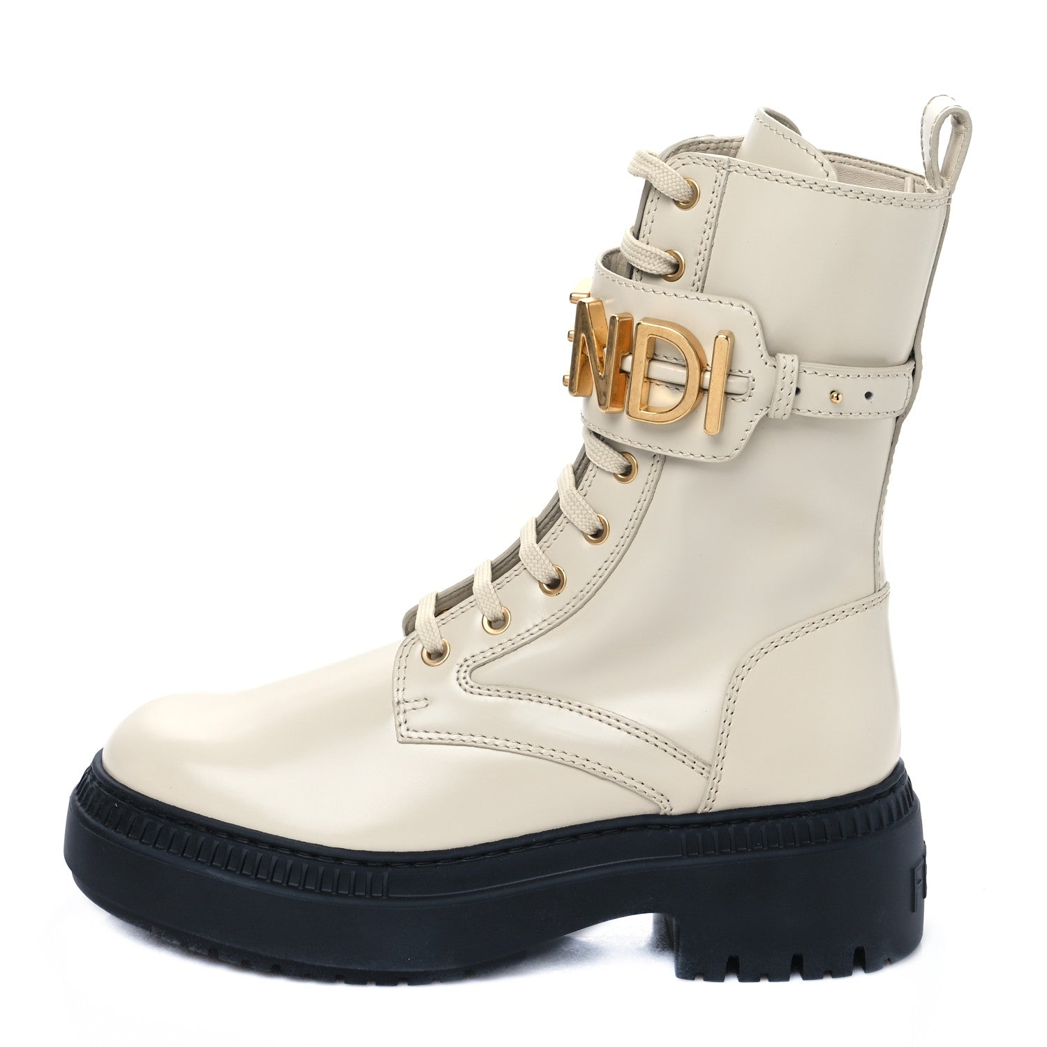 Fendi Vitello Abrasivato Fendigraphy 50mm Biker Boots 36.5 White 1 of 7