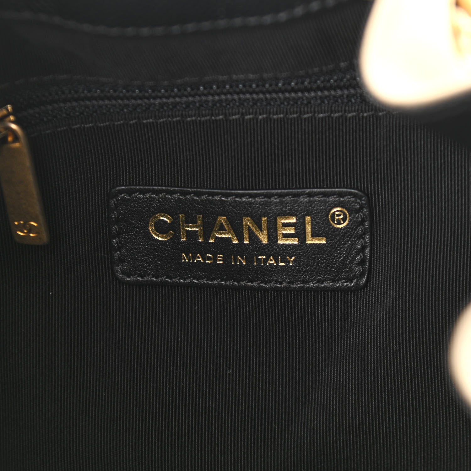 Chanel Lambskin Caviar Lovely Chains Drawstring Bag Beige Black 6 of 10