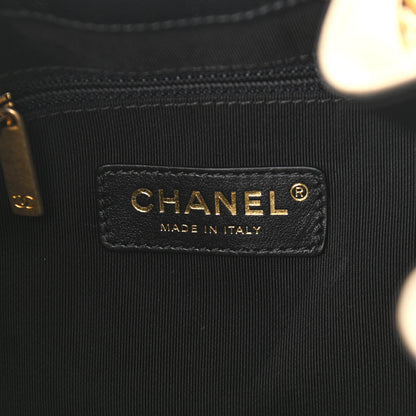 Chanel Lambskin Caviar Lovely Chains Drawstring Bag Beige Black 6 of 10