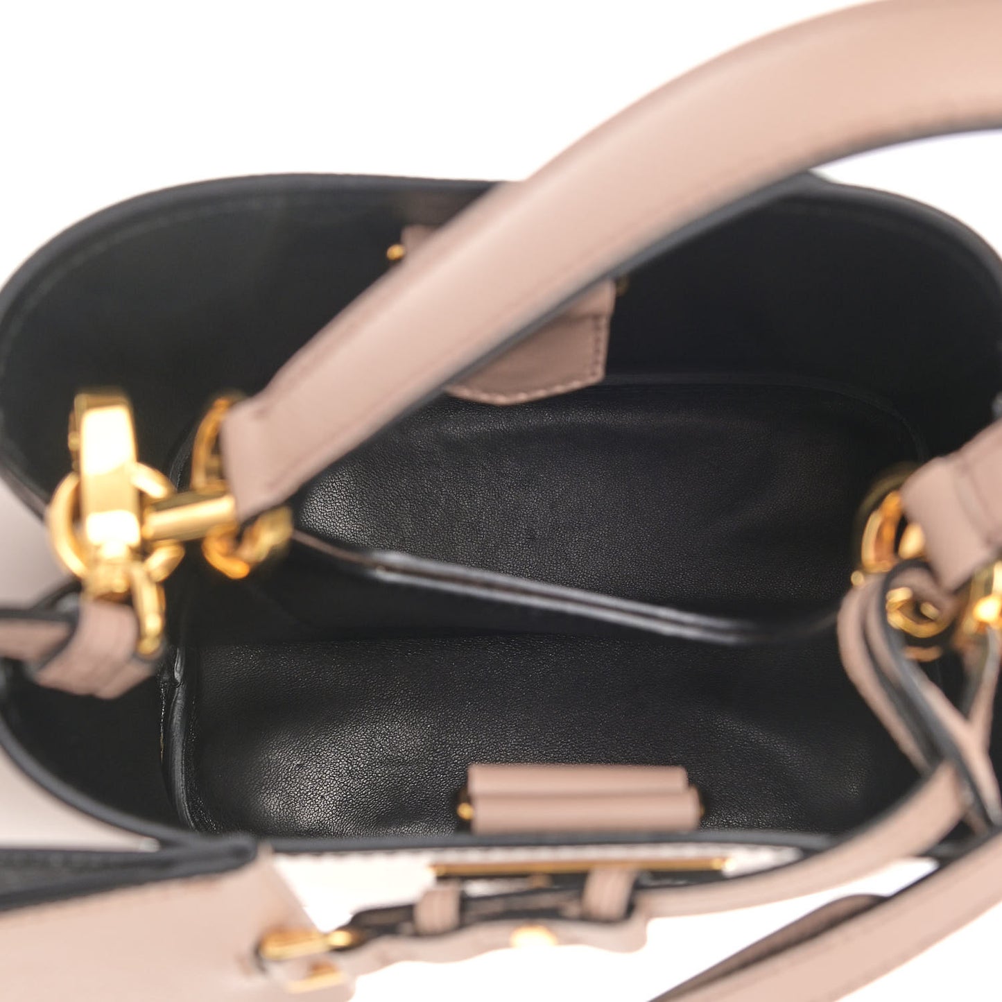 Saffiano Cuir Calfskin Small Panier Bucket Bag Cipria Black