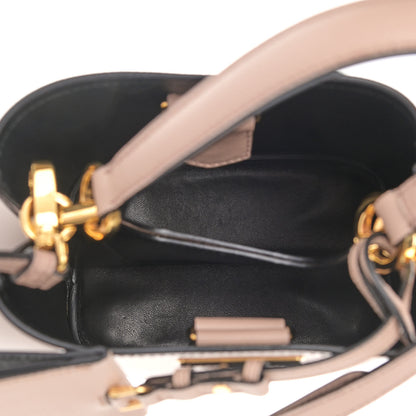 Prada Saffiano Cuir Calfskin Small Panier Bucket Bag Cipria Black 5 of 9