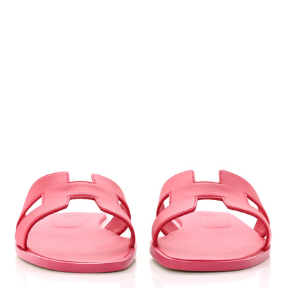 Hermes Box Calfskin Oran Sandals 38.5 Rose Vinicunca 2 of 9
