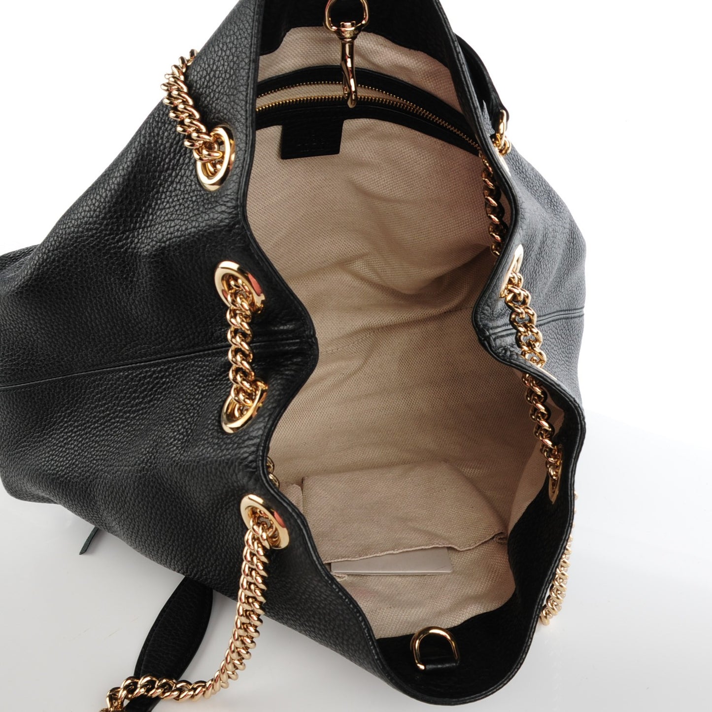 Pebbled Calfskin Medium Soho Chain Shoulder Bag Black