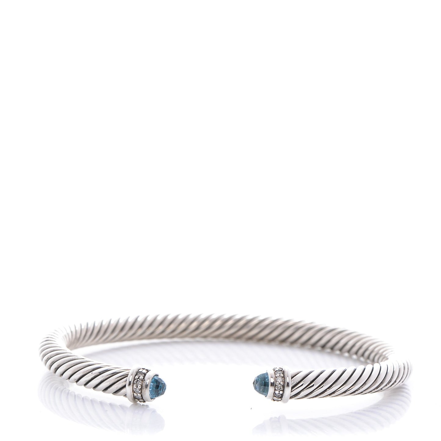 Sterling Silver Diamond Blue Topaz 5mm Cable Classics Bracelet