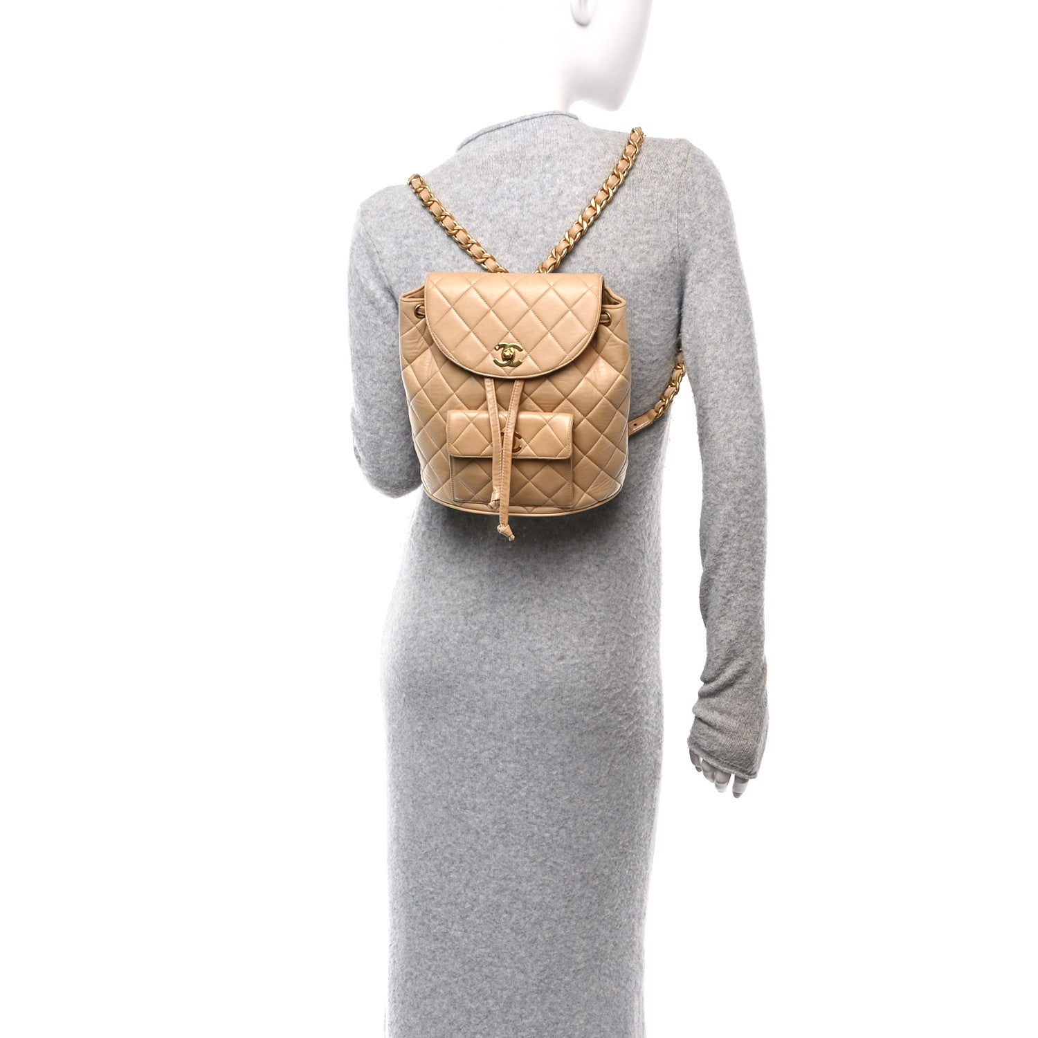Chanel Lambskin Quilted Backpack Beige 2 of 10