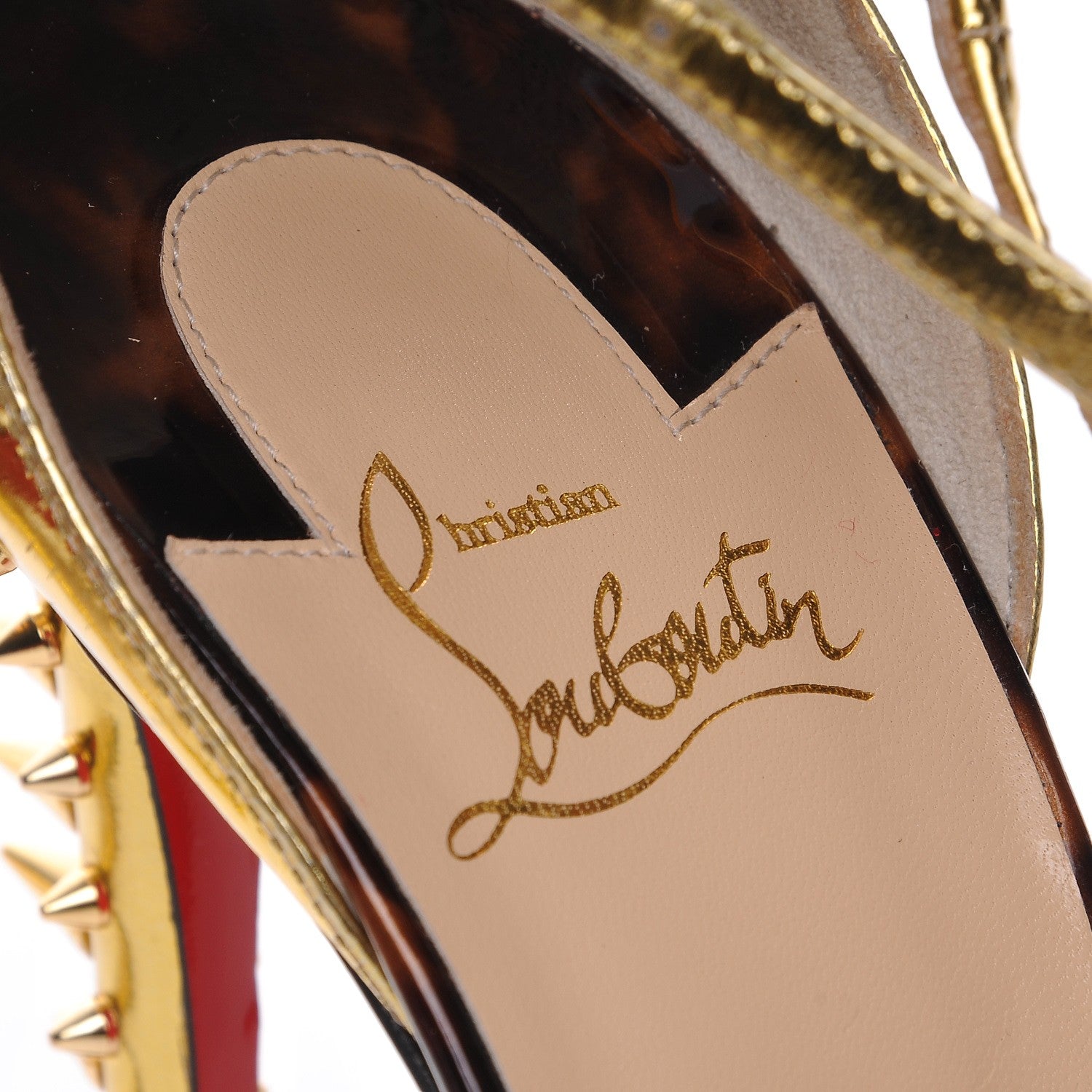 Christian Louboutin Patent Goldocross Spike 100 Pumps 39 Carmin 8 of 8