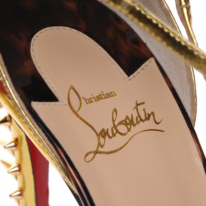 Christian Louboutin Patent Goldocross Spike 100 Pumps 39 Carmin 8 of 8