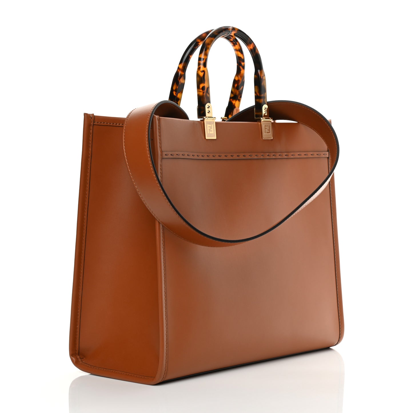 Vitello King Plexiglass Medium Fendi Sunshine Shopper Tote Cuoio