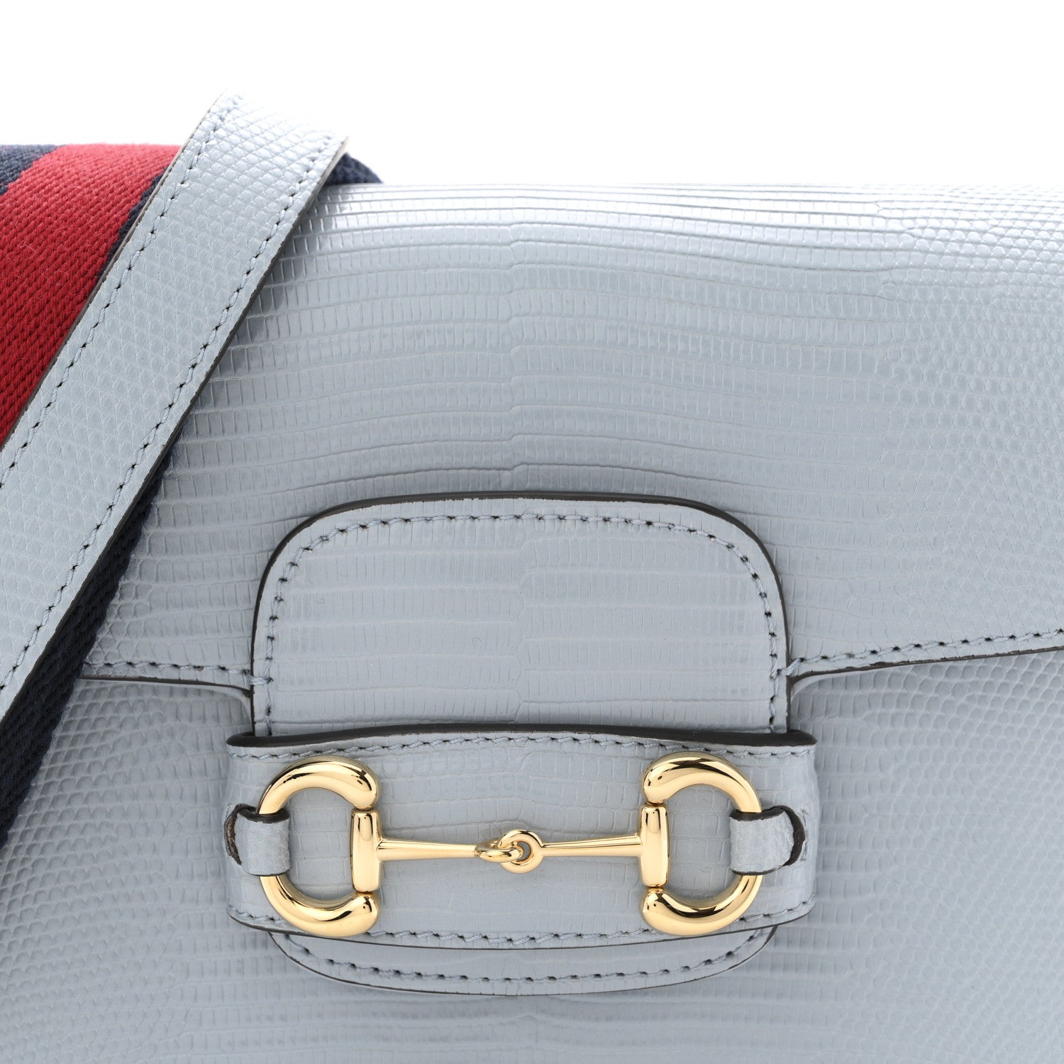 Gucci Lizard Web Mini Horsebit 1955 Shoulder Bag Light Blue 8 of 10