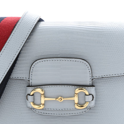 Gucci Lizard Web Mini Horsebit 1955 Shoulder Bag Light Blue 8 of 10