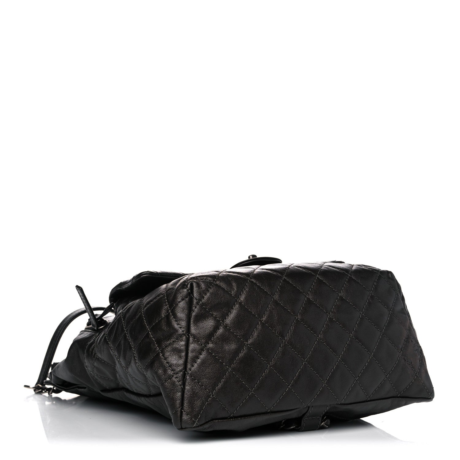 Chanel Metallic Lambskin Quilted Drawstring Backpack Dark Grey 3 of 13