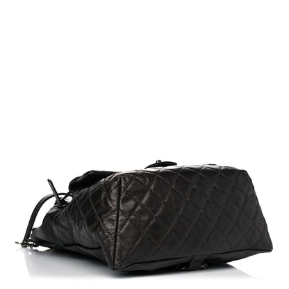 Chanel Metallic Lambskin Quilted Drawstring Backpack Dark Grey 3 of 13