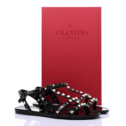 Valentino Garavani PVC Jelly Rockstud Caged Sandals 36 Black 10 of 10