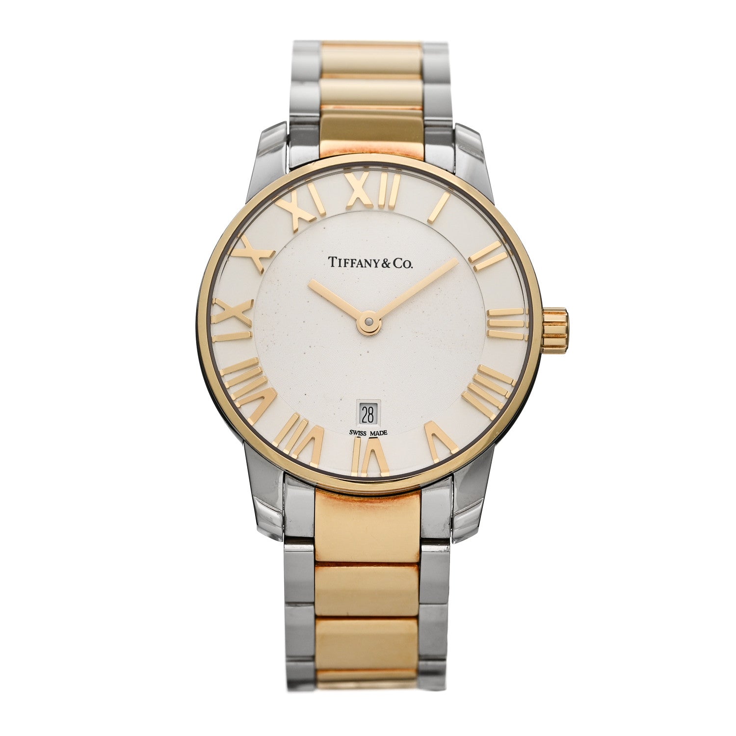 Tiffany Stainless Steel 18K Yellow Gold 29mm Atlas 2-Hand Quartz Watch 1 of 5