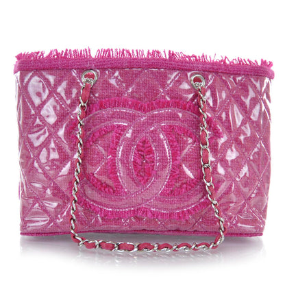 Chanel Vinyl Quilted Funny Tweed Tote Fuchsia 1 of 10