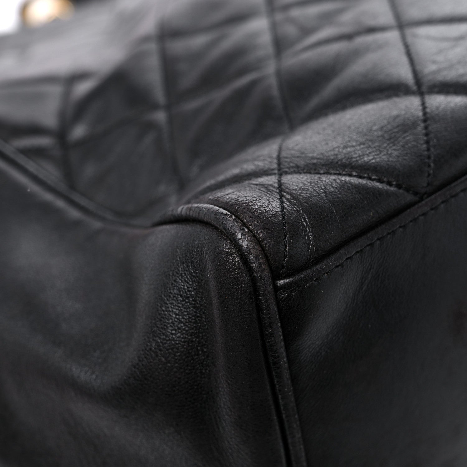 Chanel Lambskin Large Quilted Shopping Tote Black 10 of 15
