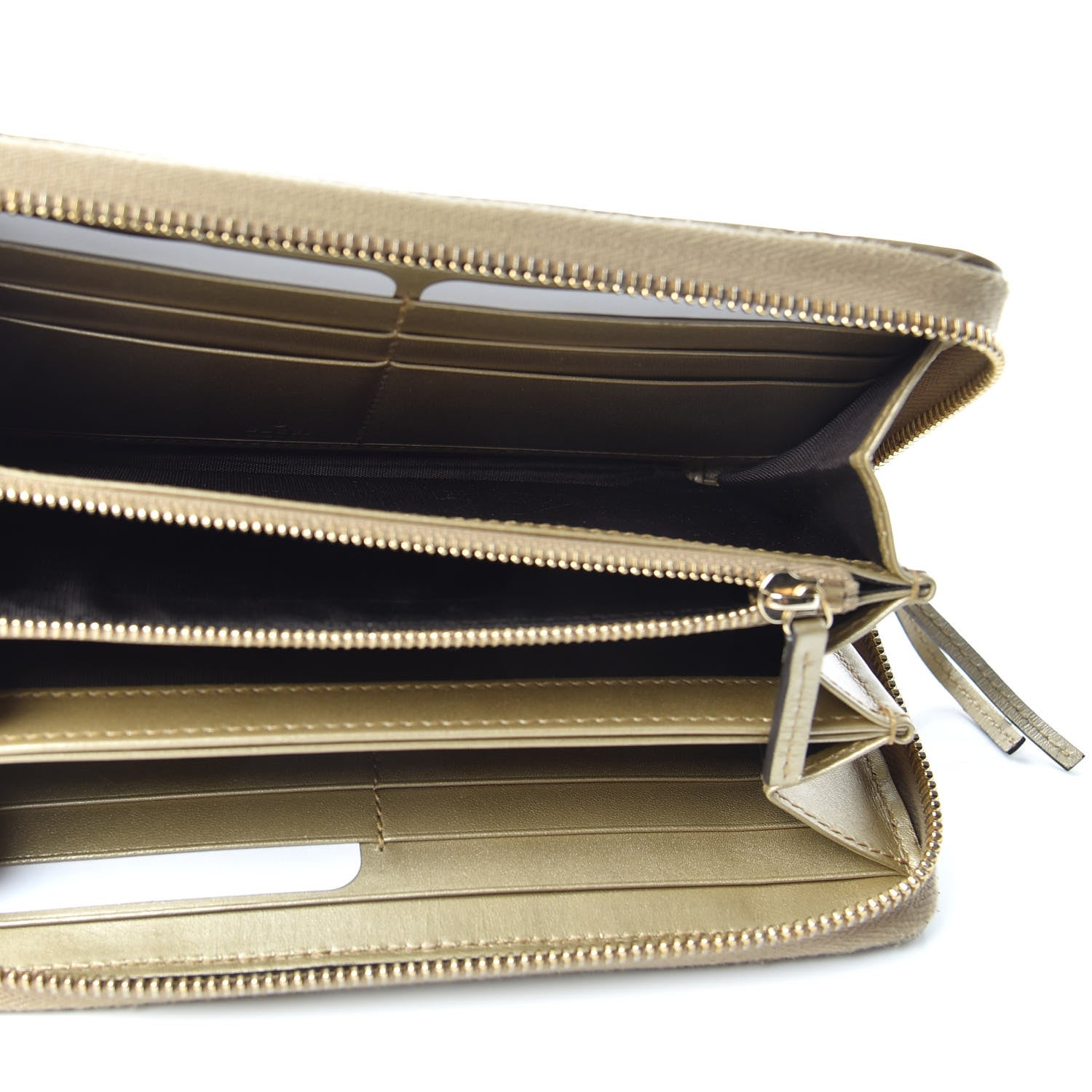 Gucci Metallic Guccissima Microguccissima Bree Zip Around Wallet Golden Beige 5 of 6
