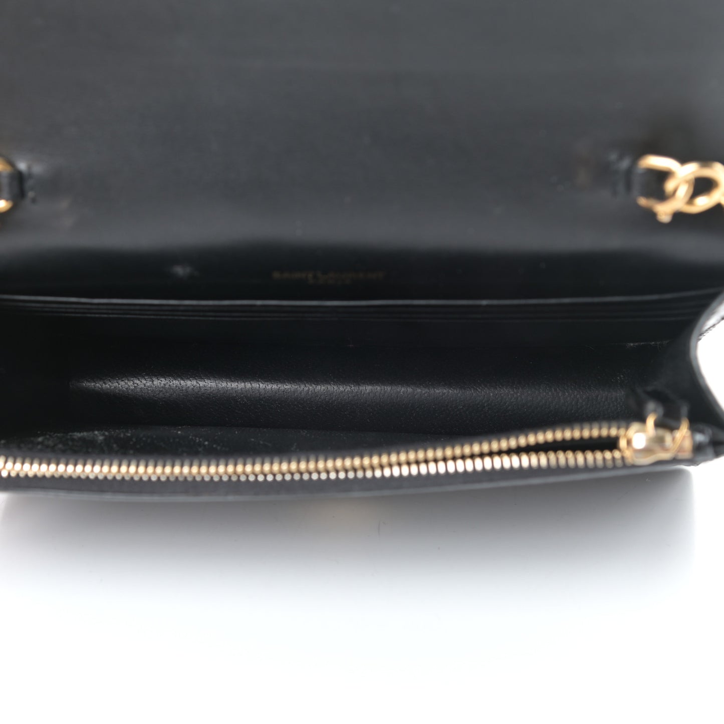 Calfskin Crocodile Embossed Kate Monogram Tassel Chain Wallet Black