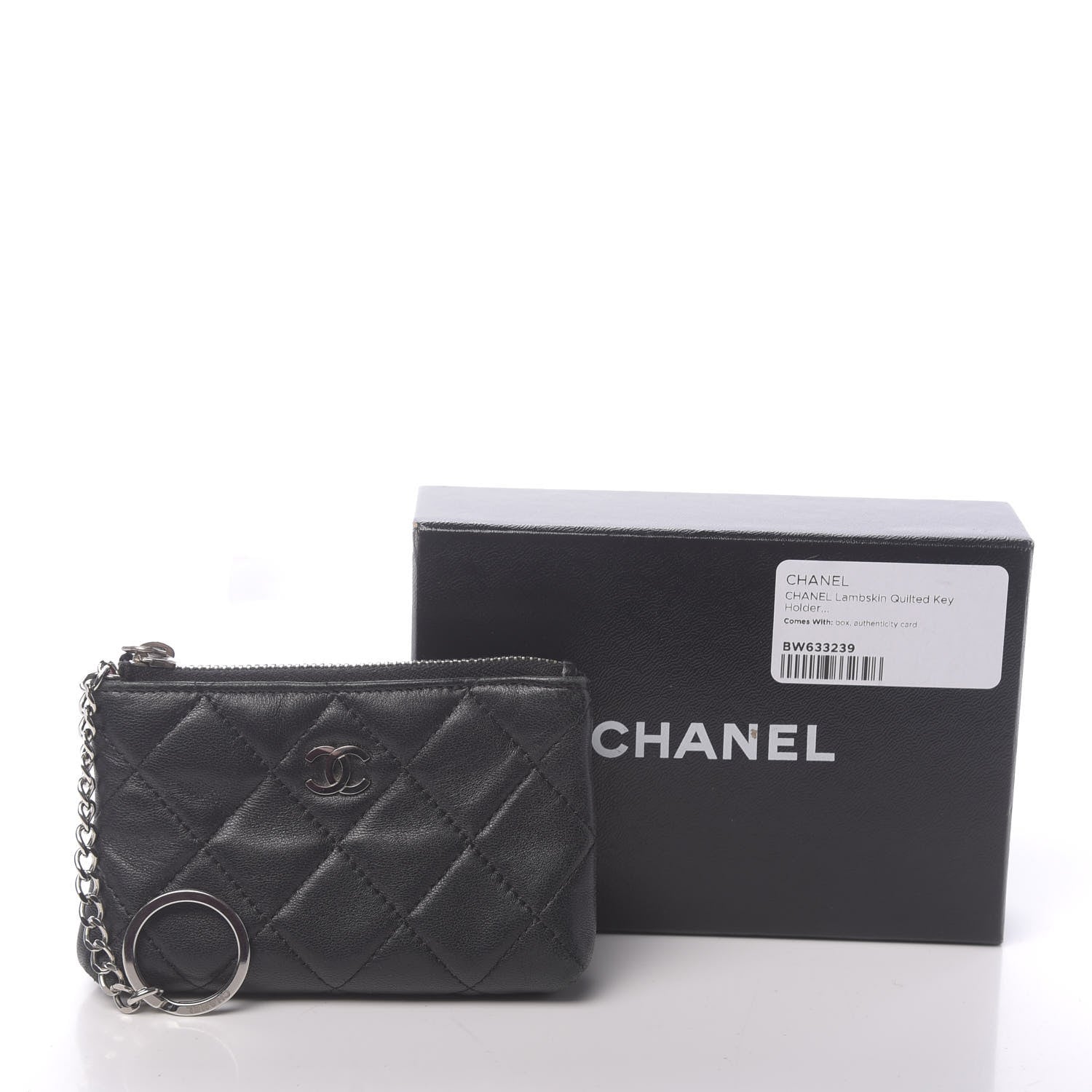 Chanel Lambskin Quilted Key Holder Case Black 8 of 8