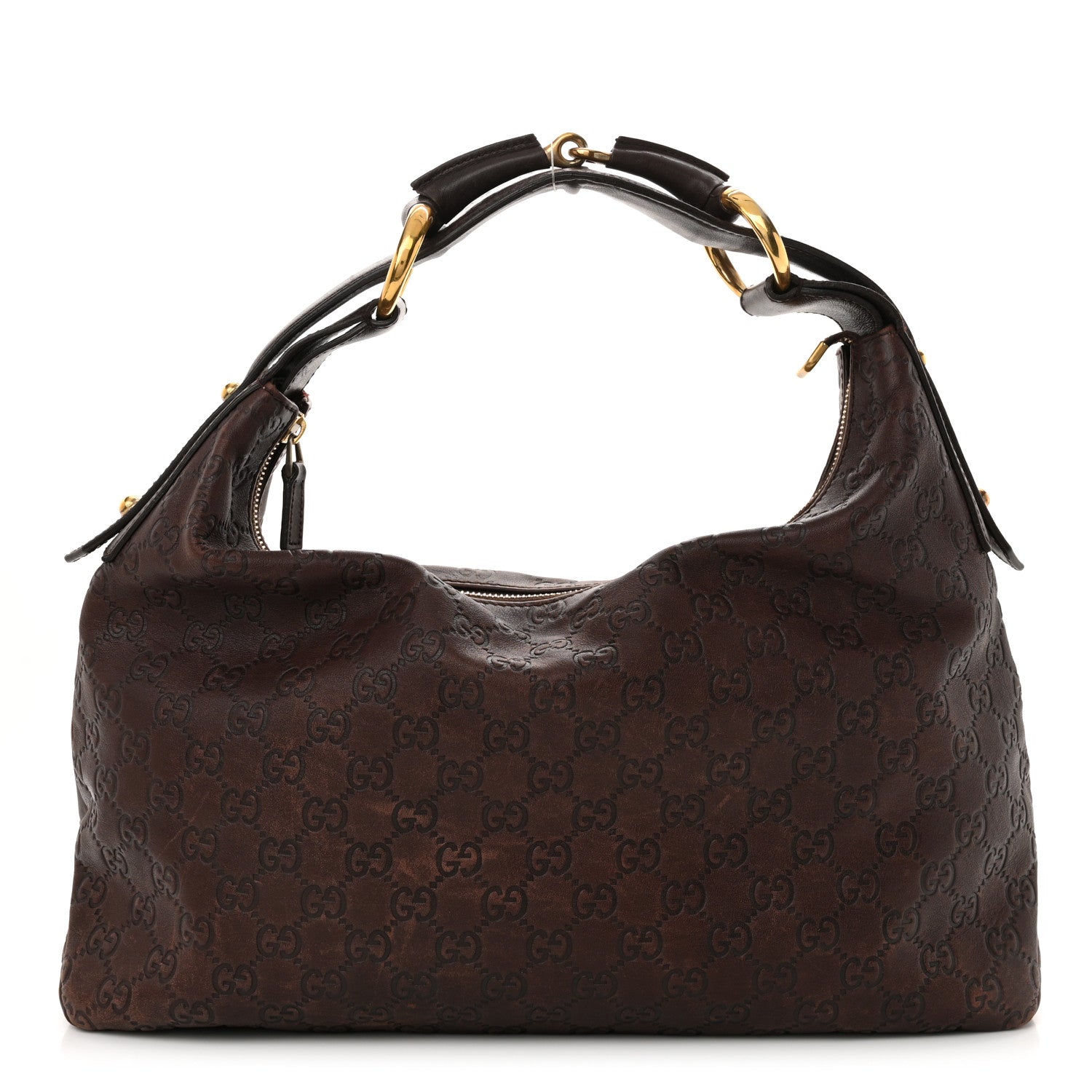 Gucci Guccissima Medium Horsebit Chain Hobo Dark Brown 1 of 14