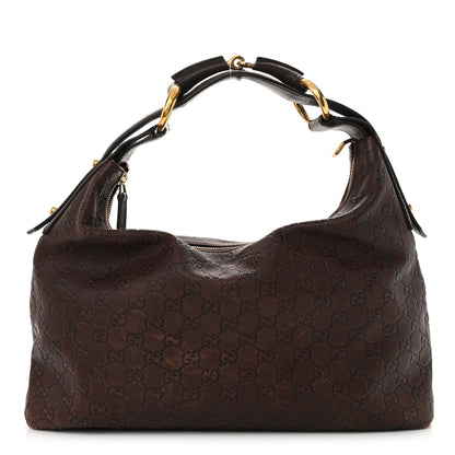Gucci Guccissima Medium Horsebit Chain Hobo Dark Brown 1 of 14