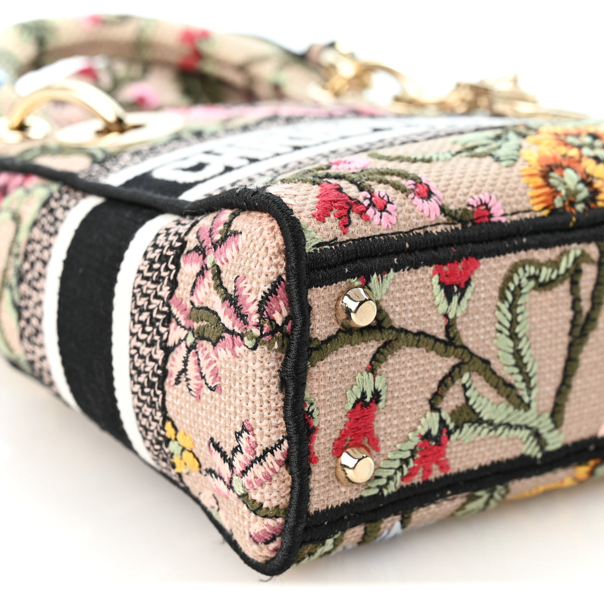 Christian Dior Canvas Petites Fleurs Embroidered Mini Lady D-Lite Rose Multicolor 10 of 11
