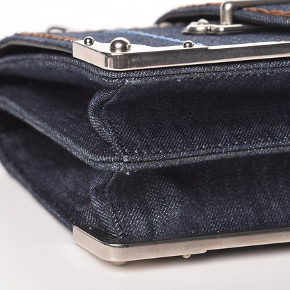 Prada Denim City Calf Cahier Bag Blue Black 7 of 9