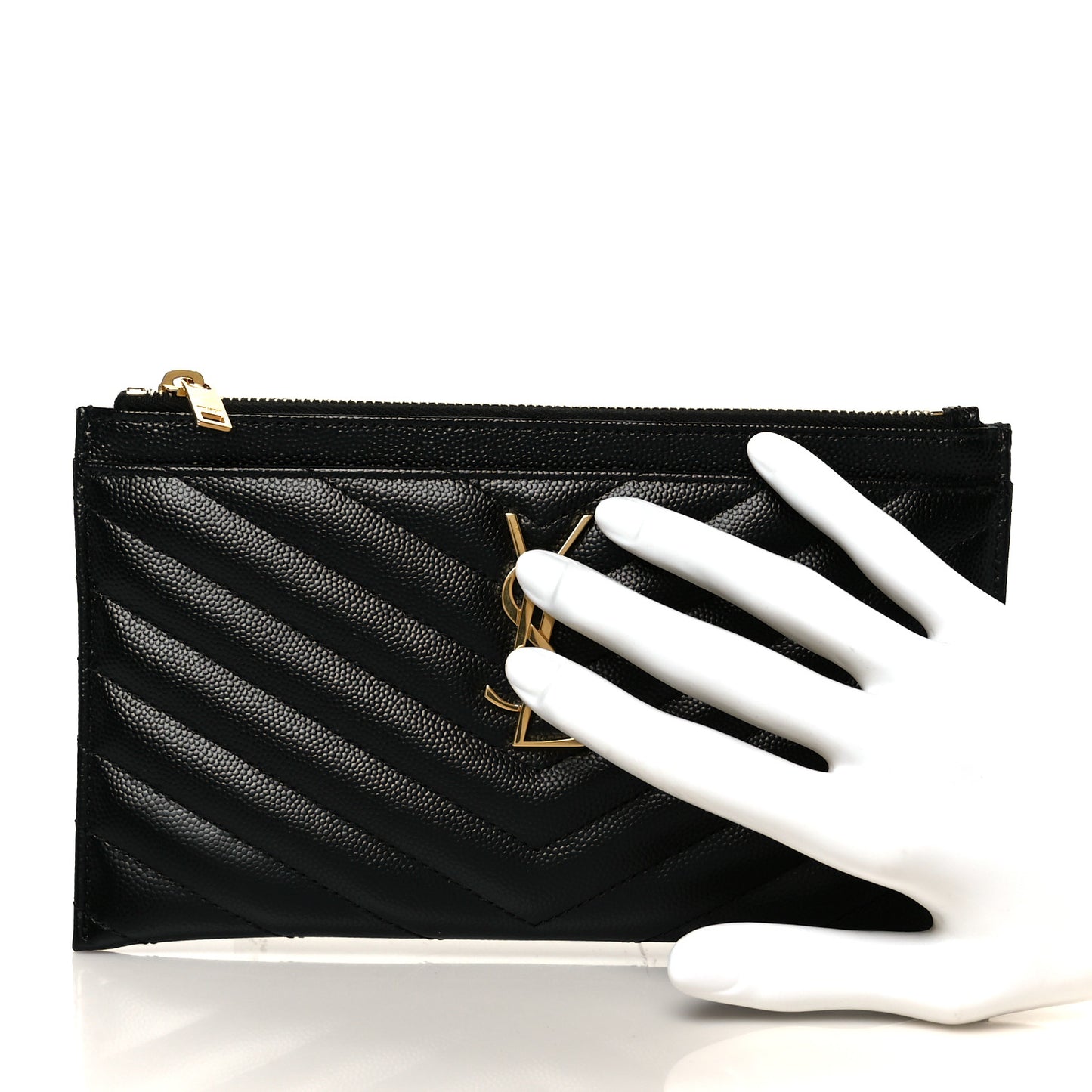 Grain De Poudre Chevron Monogram Bill Pouch Black