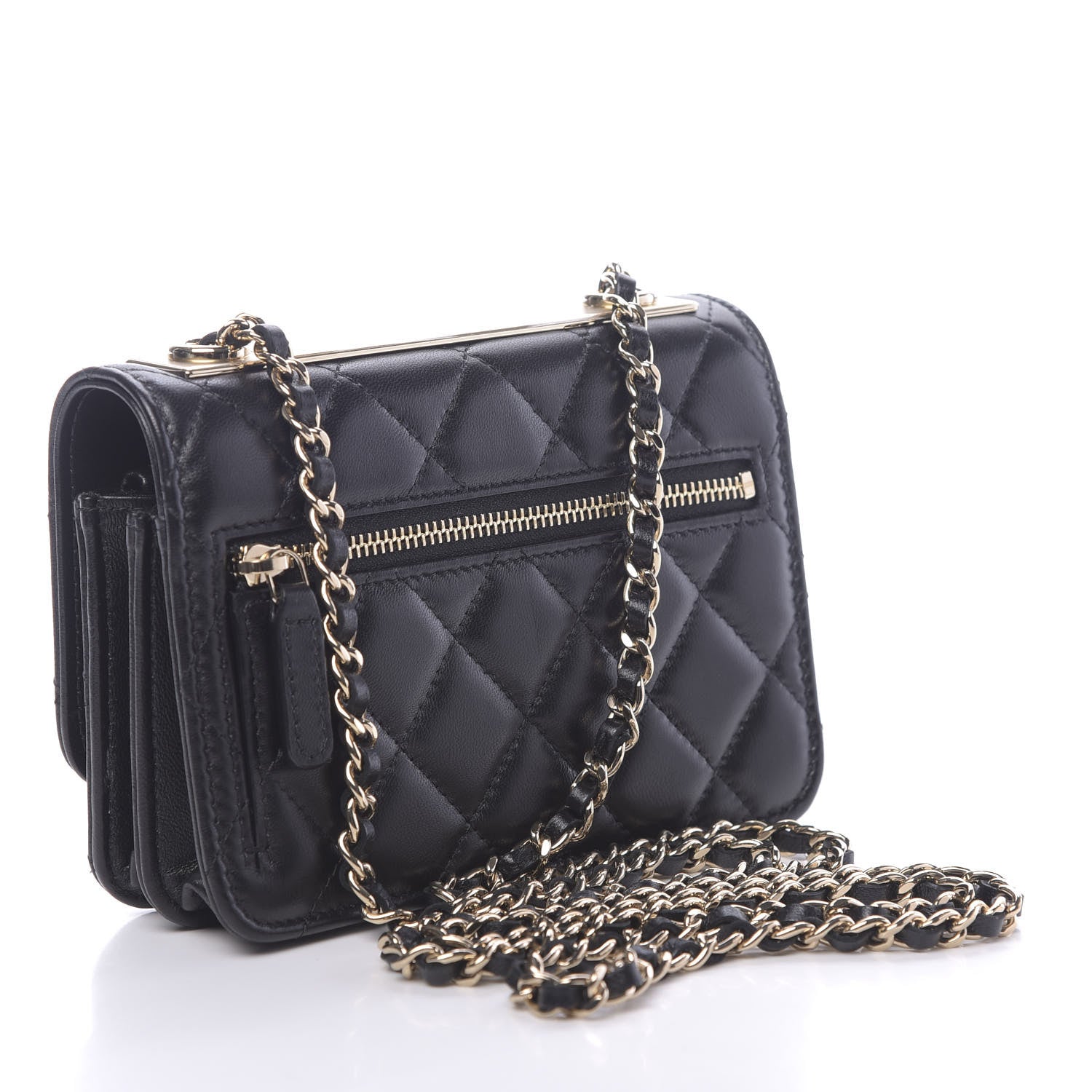 Chanel Lambskin Quilted Mini Trendy CC Wallet On Chain WOC Black 3 of 13