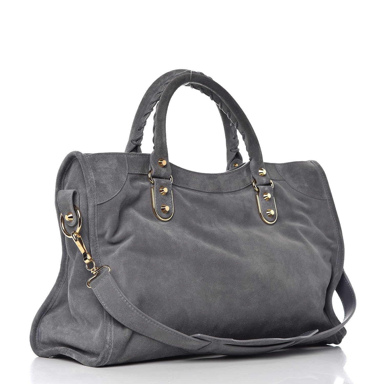 Balenciaga Baby Daim Suede Gold Metallic Edge Hardware City Gris Plomb 4 of 8