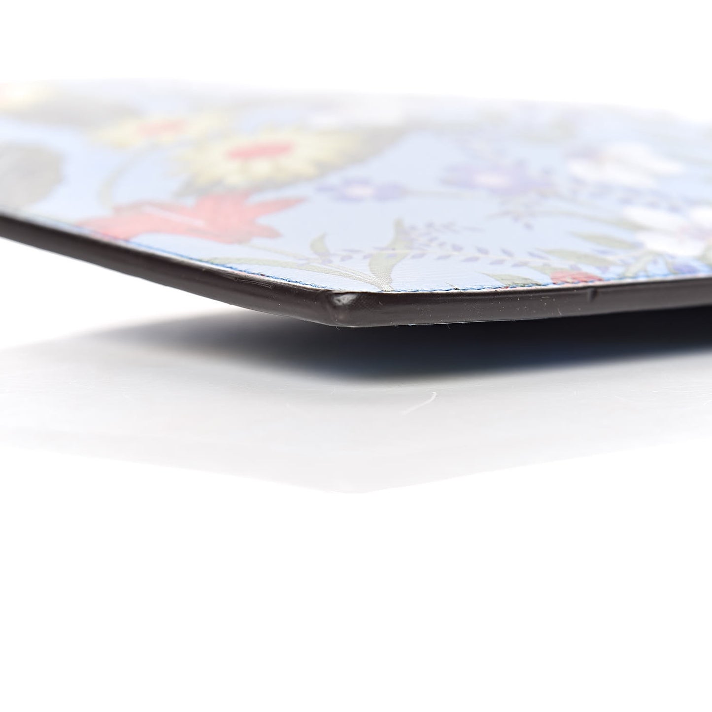 Calfskin Bamboo New Flora Zip Pouch Azure