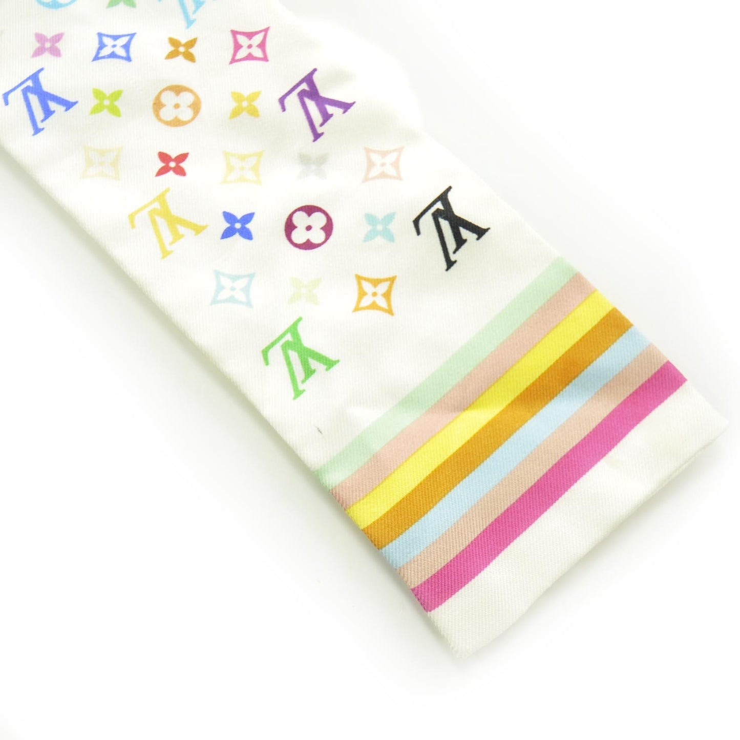 Silk Monogram Multicolor Bandeau White