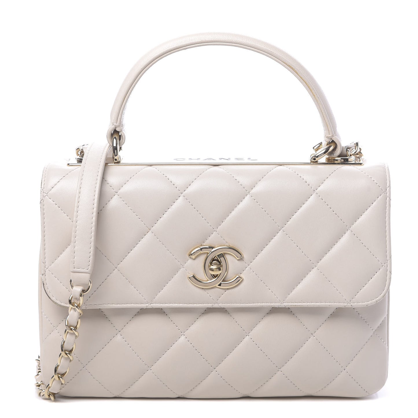 Lambskin Quilted Small Trendy CC Dual Handle Flap Bag Grey